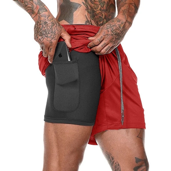 Calção Esportivo Masculino Shorts de Corrida e academia de Dois Decks 2 em 1