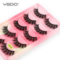 YSDO 5 Pairs Eyelashes Natural Long 3D Mink Lashes Fluffy Volume Mink False Eyelashes Cruelty Free Wispy Lashes Makeup Cilios