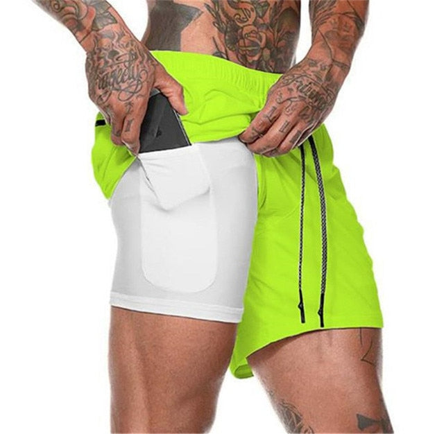 Calção Esportivo Masculino Shorts de Corrida e academia de Dois Decks 2 em 1