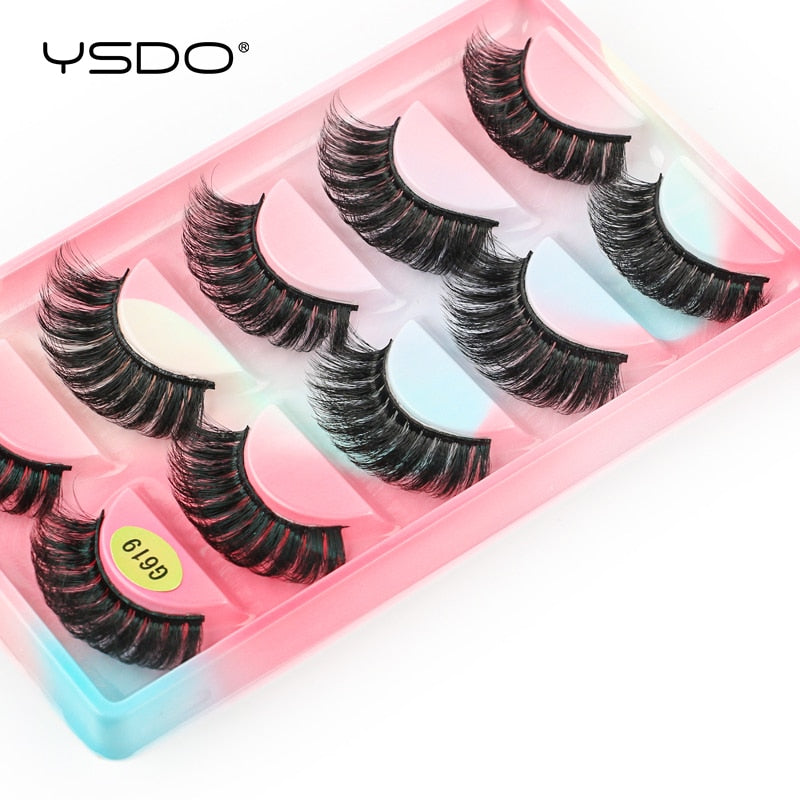 YSDO 5 Pairs Eyelashes Natural Long 3D Mink Lashes Fluffy Volume Mink False Eyelashes Cruelty Free Wispy Lashes Makeup Cilios