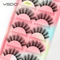 YSDO 5 Pairs Eyelashes Natural Long 3D Mink Lashes Fluffy Volume Mink False Eyelashes Cruelty Free Wispy Lashes Makeup Cilios