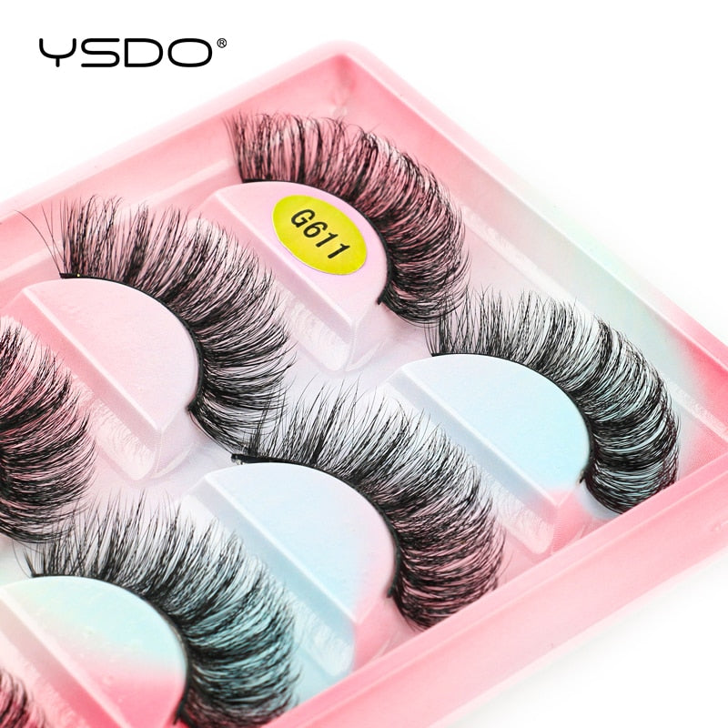 YSDO 5 Pairs Eyelashes Natural Long 3D Mink Lashes Fluffy Volume Mink False Eyelashes Cruelty Free Wispy Lashes Makeup Cilios