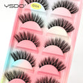 YSDO 5 Pairs Eyelashes Natural Long 3D Mink Lashes Fluffy Volume Mink False Eyelashes Cruelty Free Wispy Lashes Makeup Cilios