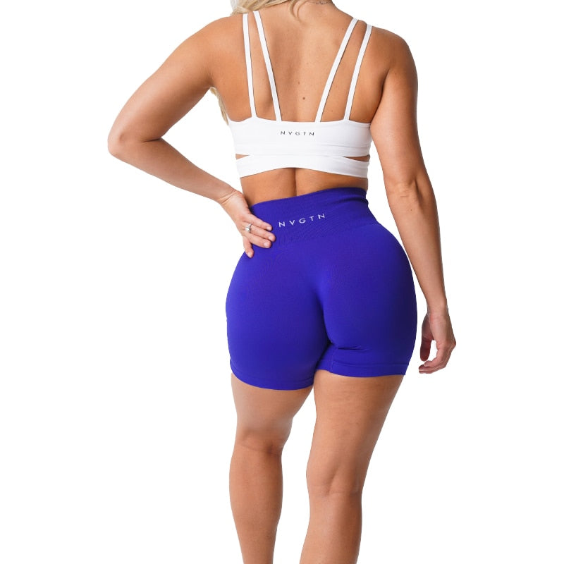 NVGTN Spandex Sólido Sem Costura Shorts Mulheres Calças de Treino Macio