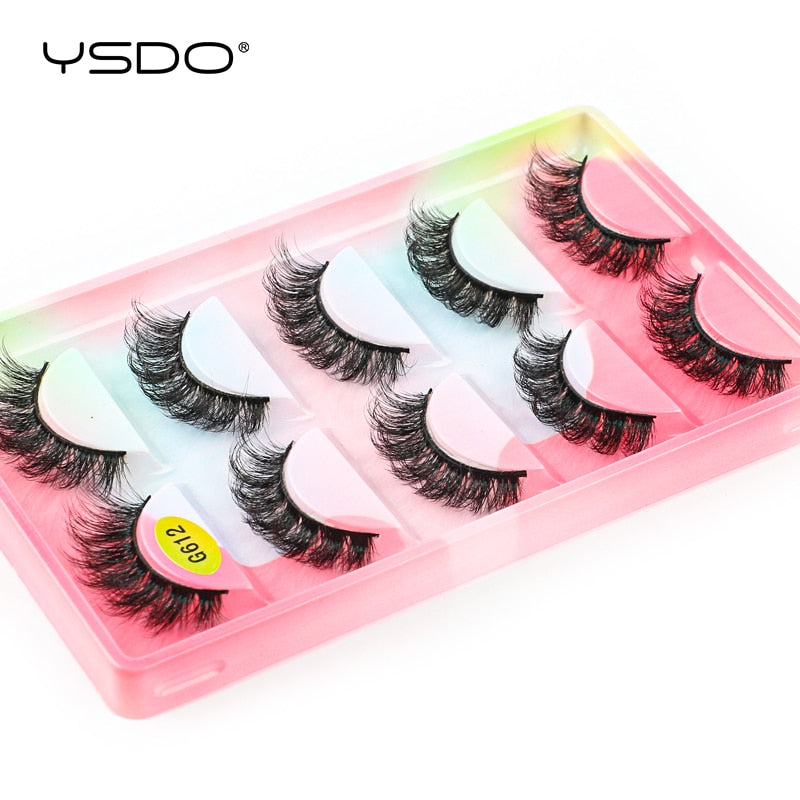 YSDO 5 Pairs Eyelashes Natural Long 3D Mink Lashes Fluffy Volume Mink False Eyelashes Cruelty Free Wispy Lashes Makeup Cilios