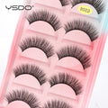 YSDO 5 Pairs Eyelashes Natural Long 3D Mink Lashes Fluffy Volume Mink False Eyelashes Cruelty Free Wispy Lashes Makeup Cilios