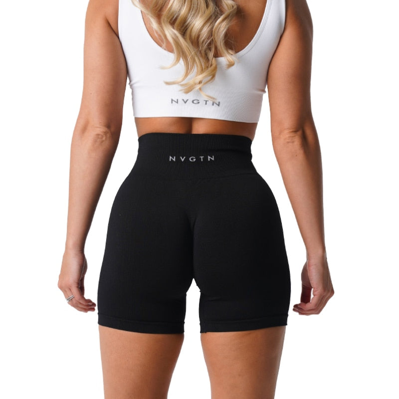 NVGTN Spandex Sólido Sem Costura Shorts Mulheres Calças de Treino Macio